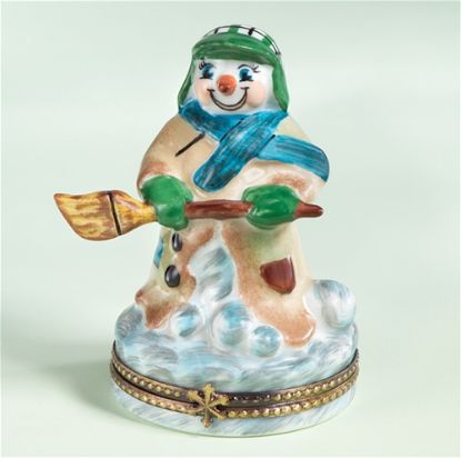 Picture of Limoges Snowman with Green Hat and Scarf Box