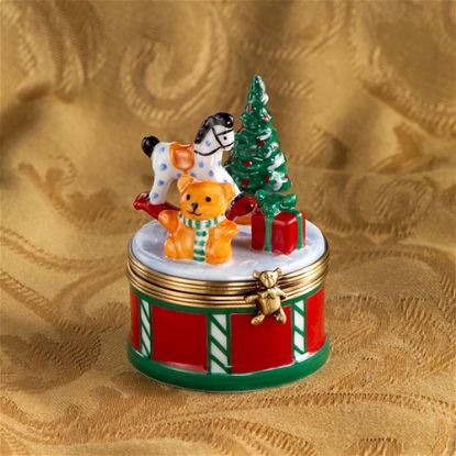 Picture of Limoges Teddy, Rocking Horse and Christmas Tree  on Drum Box