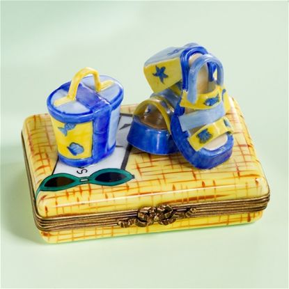 Picture of Limoges Blue and Yellow Beach Sandals Box