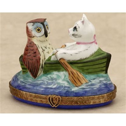 Picture of Limoges Owl and Pussicat on Boat Box