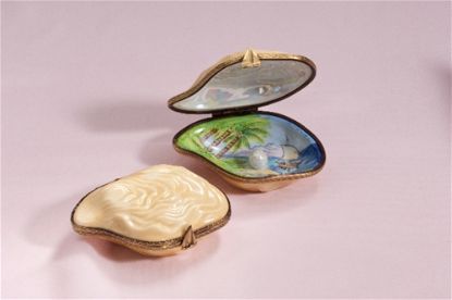 Picture of Limoges Oyster with Palm Tree and Pearl Box, Each.