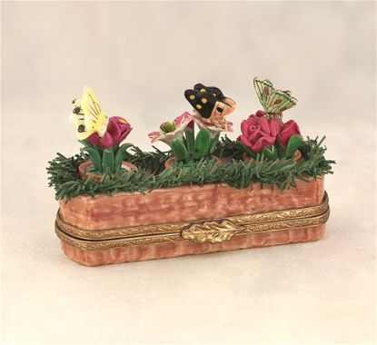 Show details for Limoges 3 Flower Pots with Butterfly Box Picture of Limoges 3 Flower Pots with Butterfly Box