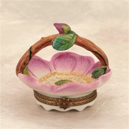 Picture of Limoges Rose Basket with Stem Handle Box
