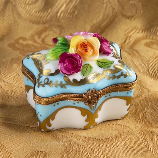 Picture of Limoges Turquoise Box with Roses