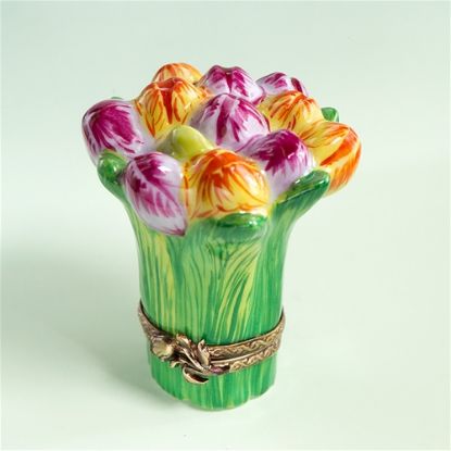 Picture of Limoges Yellow Purple Tulips Bouquet Box