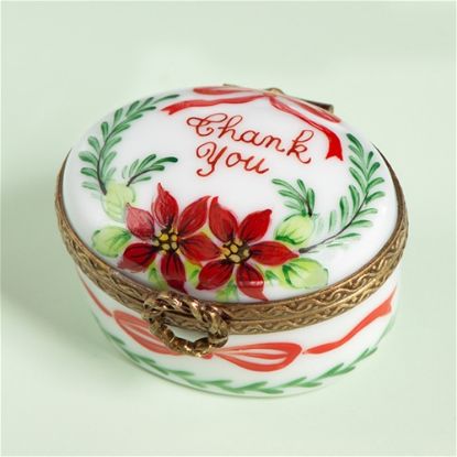 Picture of Limoges Thank You Box with Poinsettias