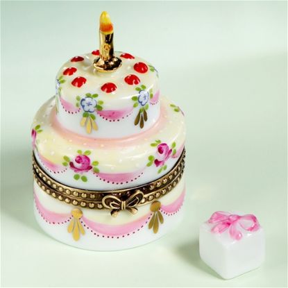 Picture of Limoges Birthday Cake with Cherries and Gift Box