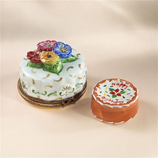 Picture of Limoges Happy Birthday Cake in Flower Box