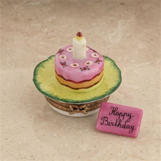 Picture of Limoges Pink and Green Happy Birthday Cake box