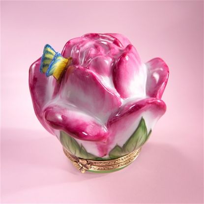 Picture of Limoges Pink Rose with Butterfly Box