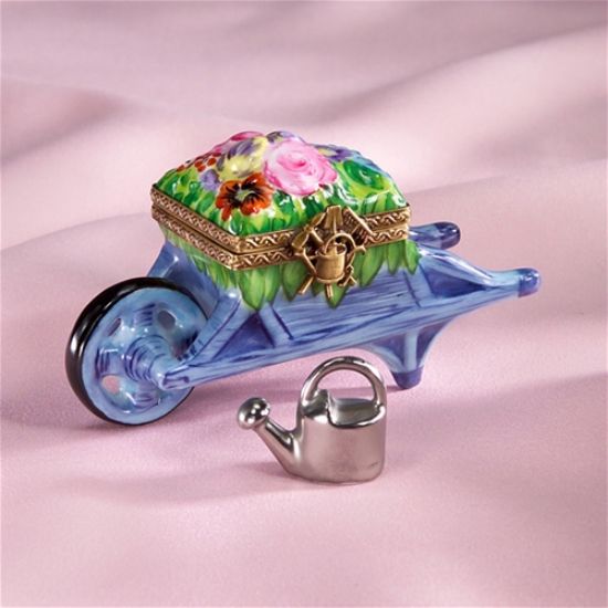Picture of Limoges Wheelbarrel with Flowers Box and Watering Can 