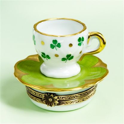 Picture of Limoges Irish Cup and Saucer Four Leaf Clover Box