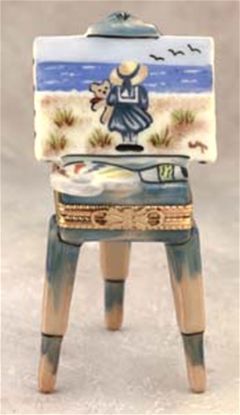 Picture of Limoges Little Girl By The Sea Painting on Easel Box 