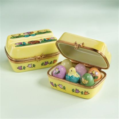 Picture of Limoges Yellow Egg Carton Rabbit Chicken Box, Each.