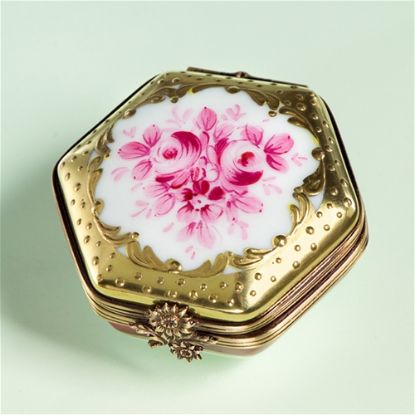 Picture of Limoges Antique Style Pink Roses and Gold Box