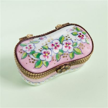 Picture of Limoges Long Antique Style Box with Pink Flowers