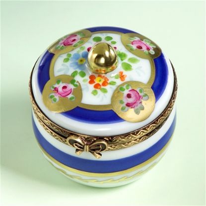 Picture of Limoges Antique Style Blue Gold Round Box