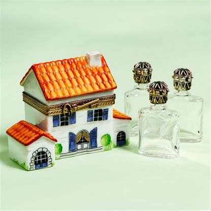 Picture of Limoges 3 Perfume Bottles House Box