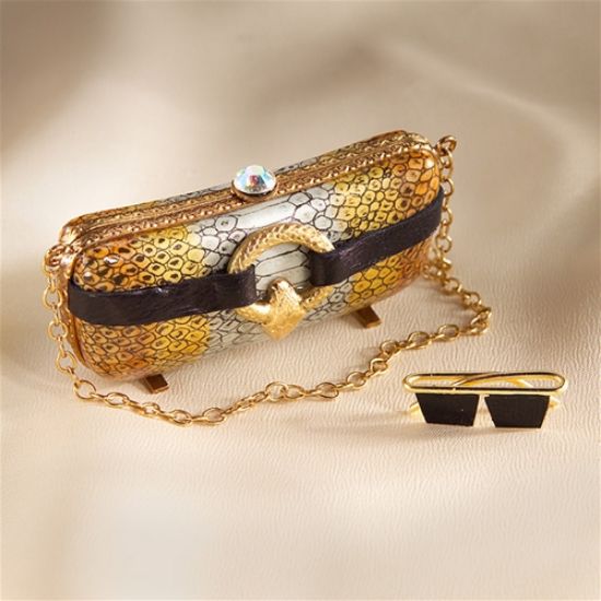 Picture of Limoges Brown and Gold Evening Purse Box with Glasses