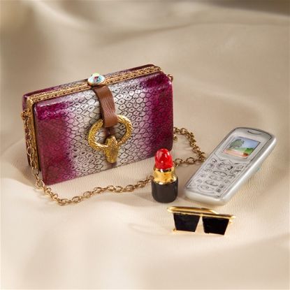 Picture of Limoges Burgundy Silver Purse with Phone Box