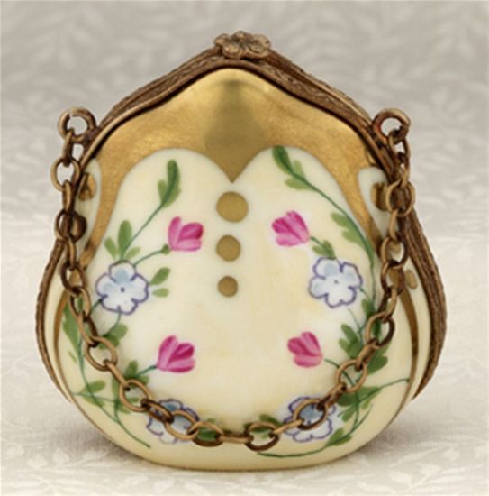 Picture of Limoges Cream Purse with Flowers and Gold Box
