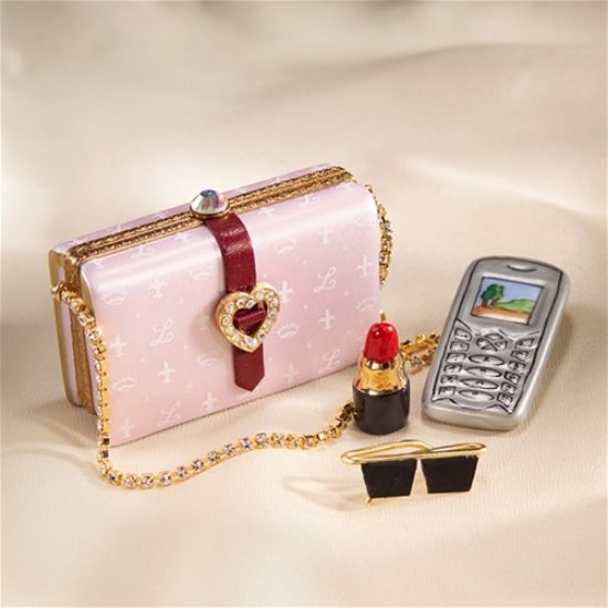 Picture of Limoges Pink Handbag Box with Cell Phone 