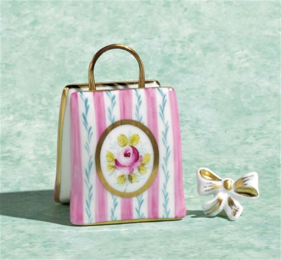 Picture of Limoges PInk Stripes and Rose Shopping Bag Box with Box