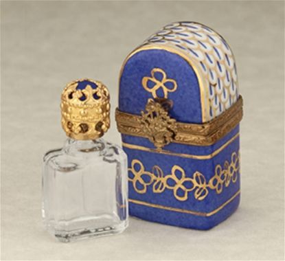 Picture of Limoges Blue and Gold Chest Perfume Bottle Box 