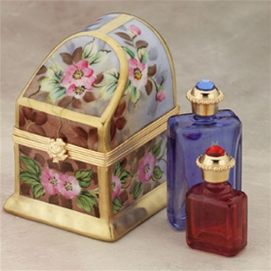 Picture of Limoges Floral Chest Box with Perfume Bottles 