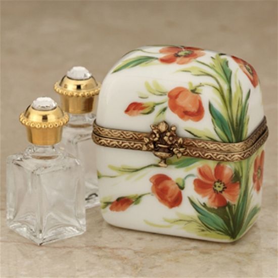 Picture of Limoges Poppies Perfume Chest Box with Perfume Bottles 