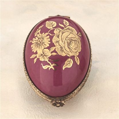 Picture of Limoges Burgundy Egg with a Gold Rose Box