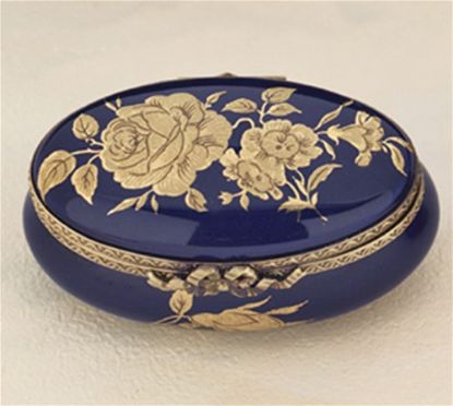 Picture of Limoges Cobalt Blue Oval with Gold Roses 