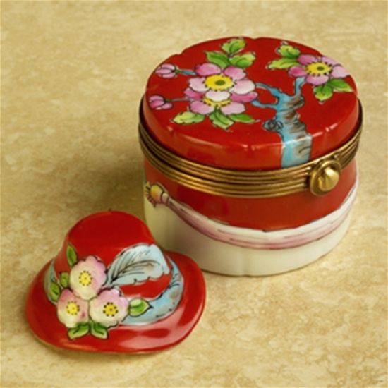 Picture of Limoges Red Hat Box with Hat