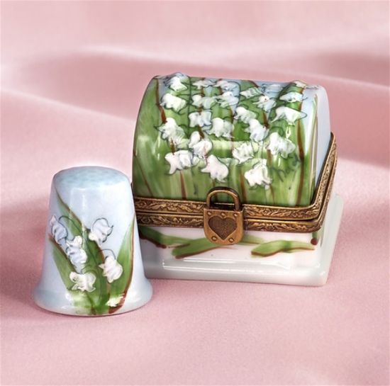 Picture of Limoges Lily of the Valley Thimble Box 