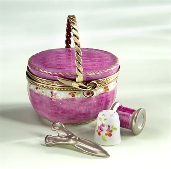 Picture of Limoges Pink Sewing Basket with Scissors Box
