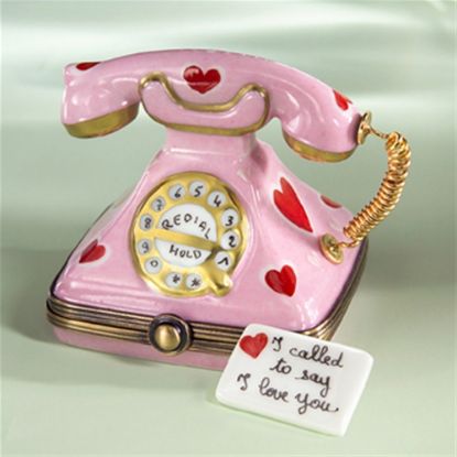 Picture of Limoges Pink Red Hearts Telephone Box