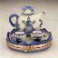 Picture of Limoges Blue and White Oriental Teapot on Tray Box