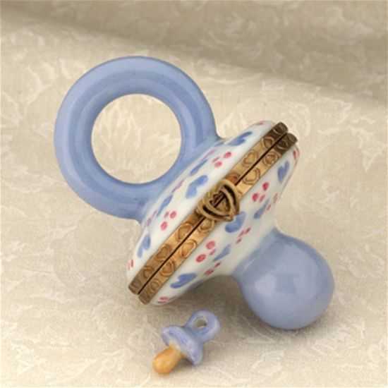 Picture of Limoges Blue Pacifier Box  with Pacifier 
