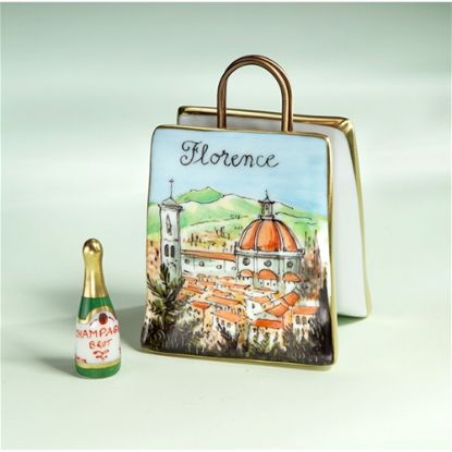 Picture of Limoges Florence Shopping Bag Box with Champagne Bottle 