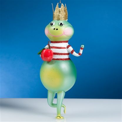 Picture of De Carlini Frog with Apple Christmas Ornament;
