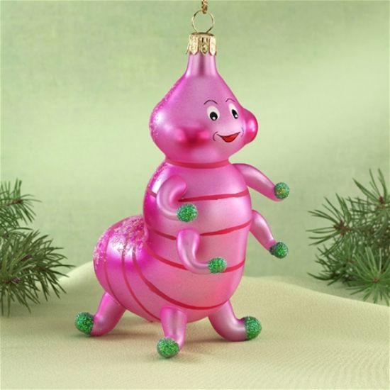 Picture of De Carlini Pink Caterpillar Christmas Ornament