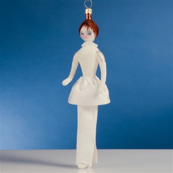 Picture of De Carlini Lady in White Designer Dress Christmas Ornament
