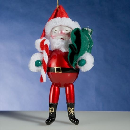 Picture of De Carlini Santa with Candycane Christmas Ornament