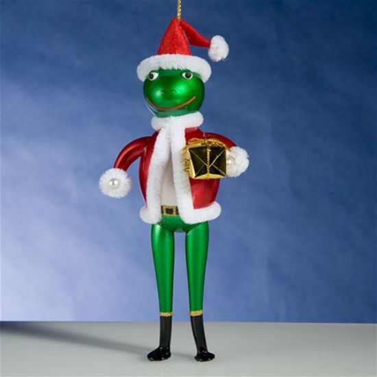 Picture of De Carlini Santa Frog with Gift Christmas Ornament