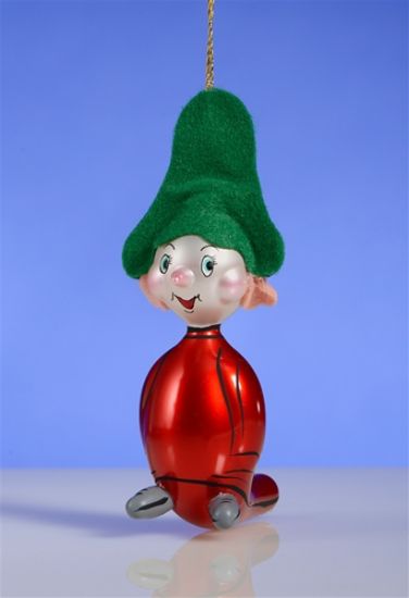 Picture of De Carlini Red Outfit Green Hat Dworf Christmas Ornament