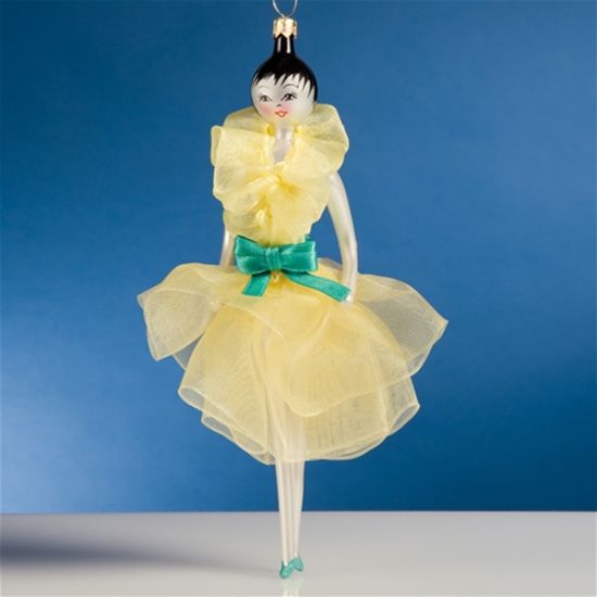 Picture of De Carlini Lady in Yellow Dress Christmas Ornament