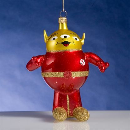 Picture of De Carlini Red Alien with 3 Eyes Christmas Ornament