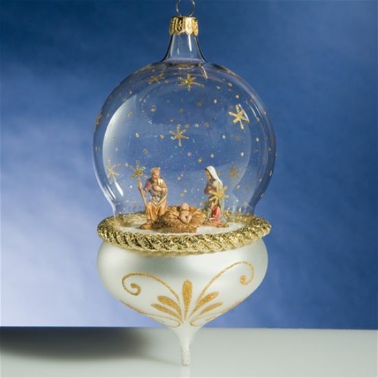 Picture of De Carlini Nativity in White Christmas Ornament