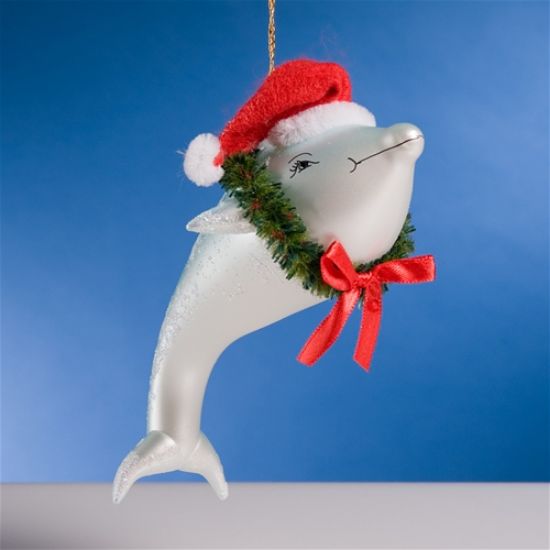 Picture of De Carlini Santa Dolphin Christmas ornament