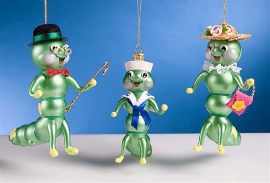 Picture of De Carlini Caterpillar Family Christmas Ornaments 